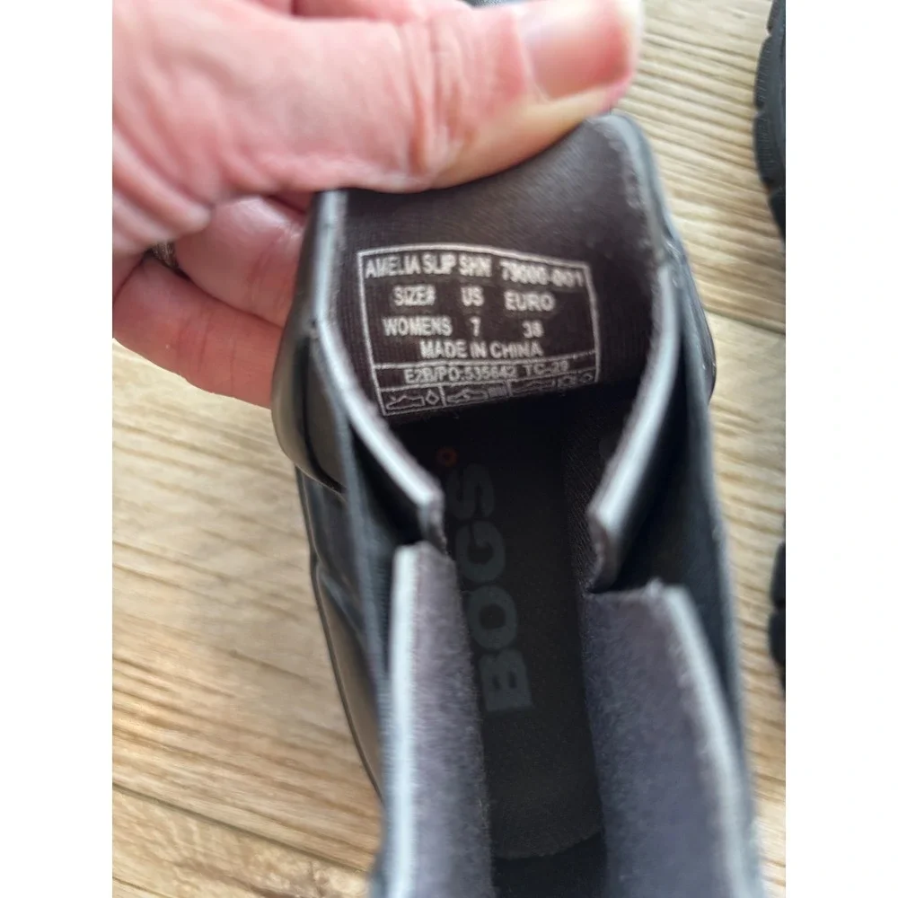 Bogs Amelia Slip On Black Waterproof Rain Boots Womens 7 Ankle Chelsea 79000-001